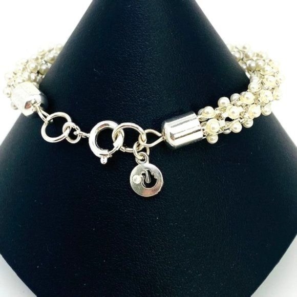 Rare Gloria Vanderbilt Crystal Pearl Bracelet - 7 inches - Picture 4 of 7